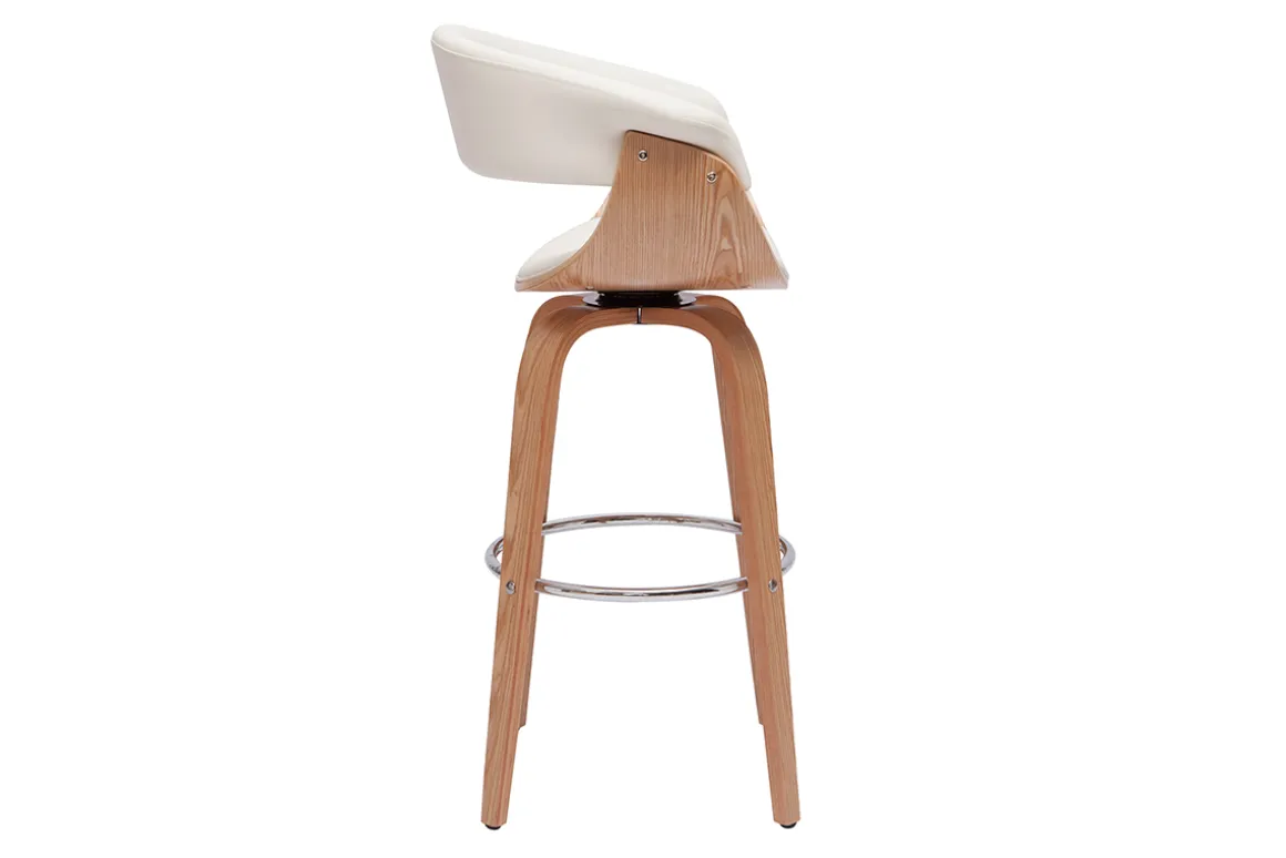 Miliboo Tabouret De Bar-Tabouret de bar design pivotant blanc et bois clair H67 cm OKTAV