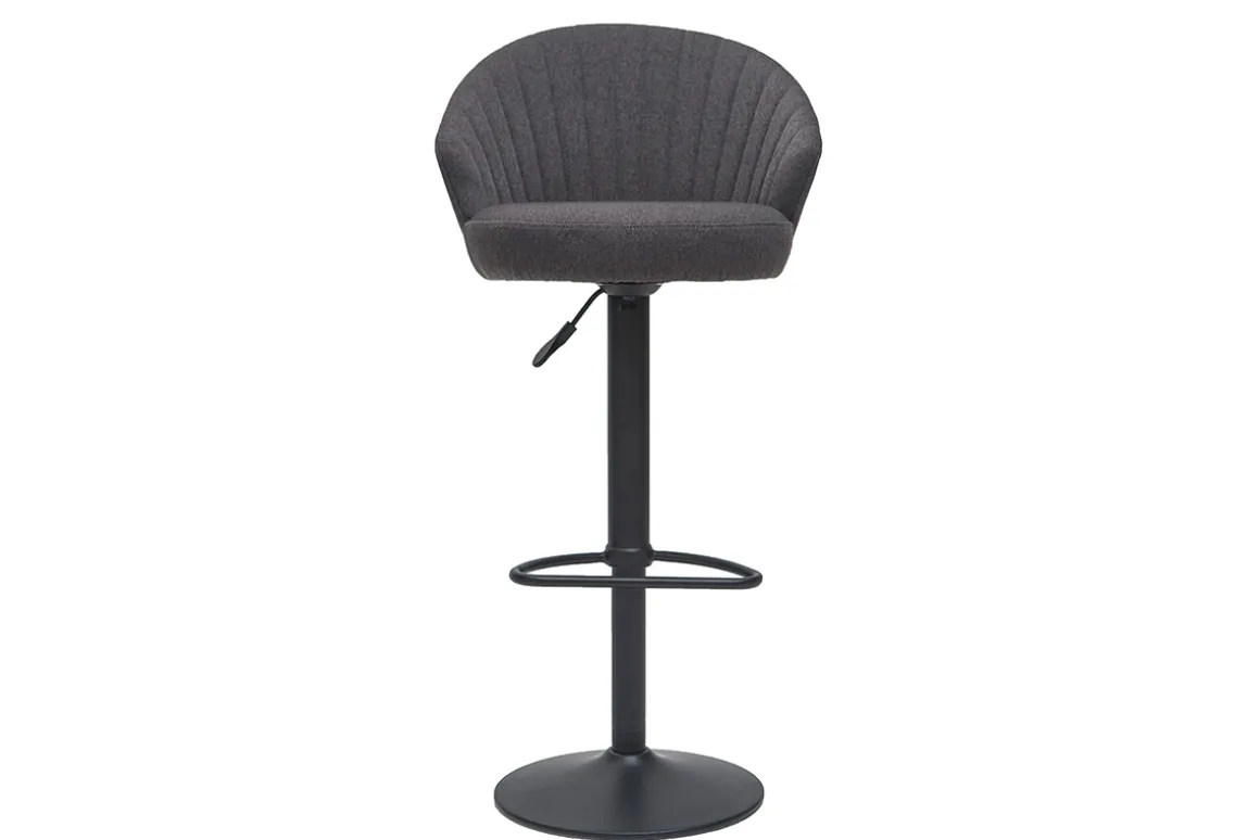 Miliboo Tabouret De Bar-Tabouret de bar design réglable et pivotant en tissu gris foncé IZAAC