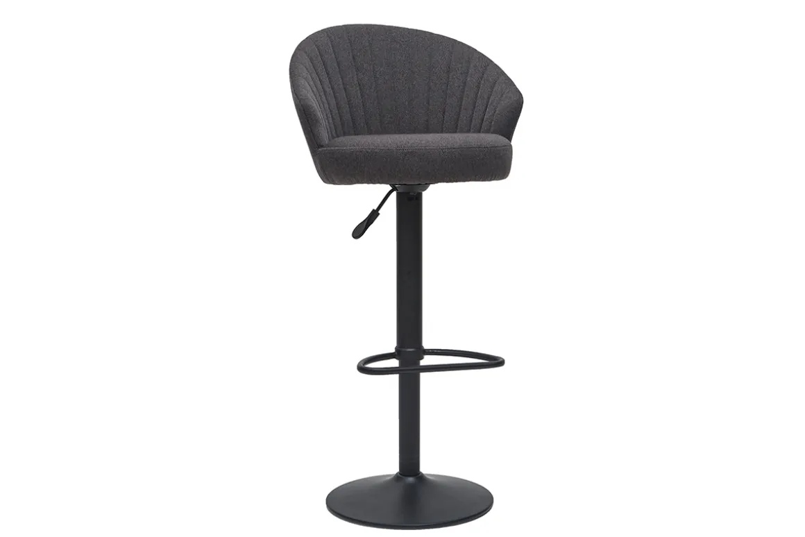 Miliboo Tabouret De Bar-Tabouret de bar design réglable et pivotant en tissu gris foncé IZAAC