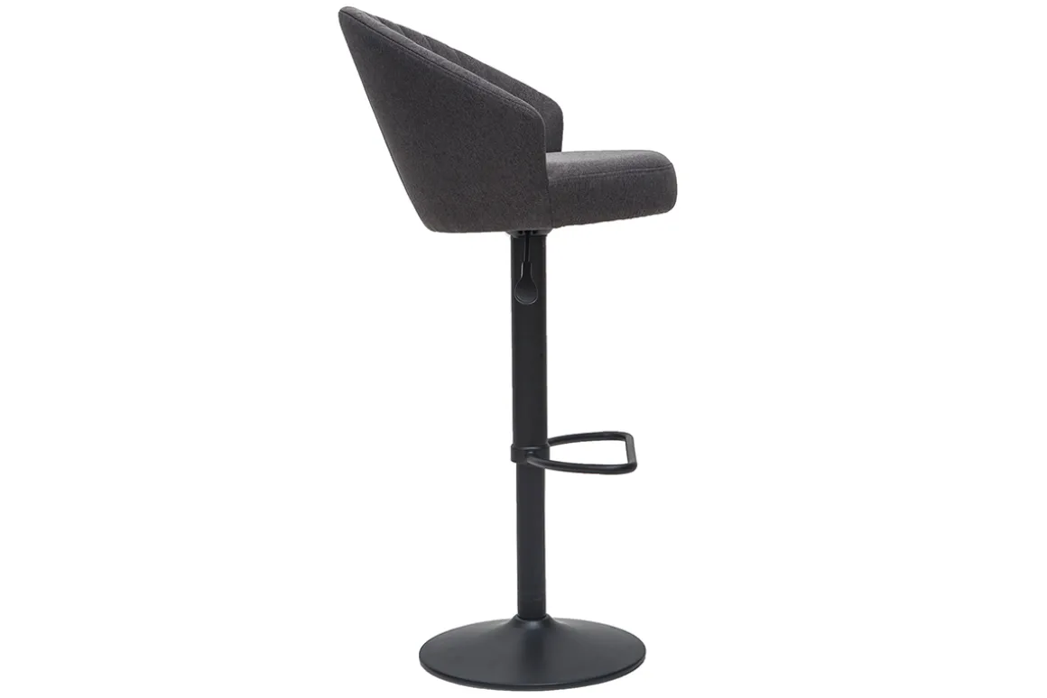 Miliboo Tabouret De Bar-Tabouret de bar design réglable et pivotant en tissu gris foncé IZAAC