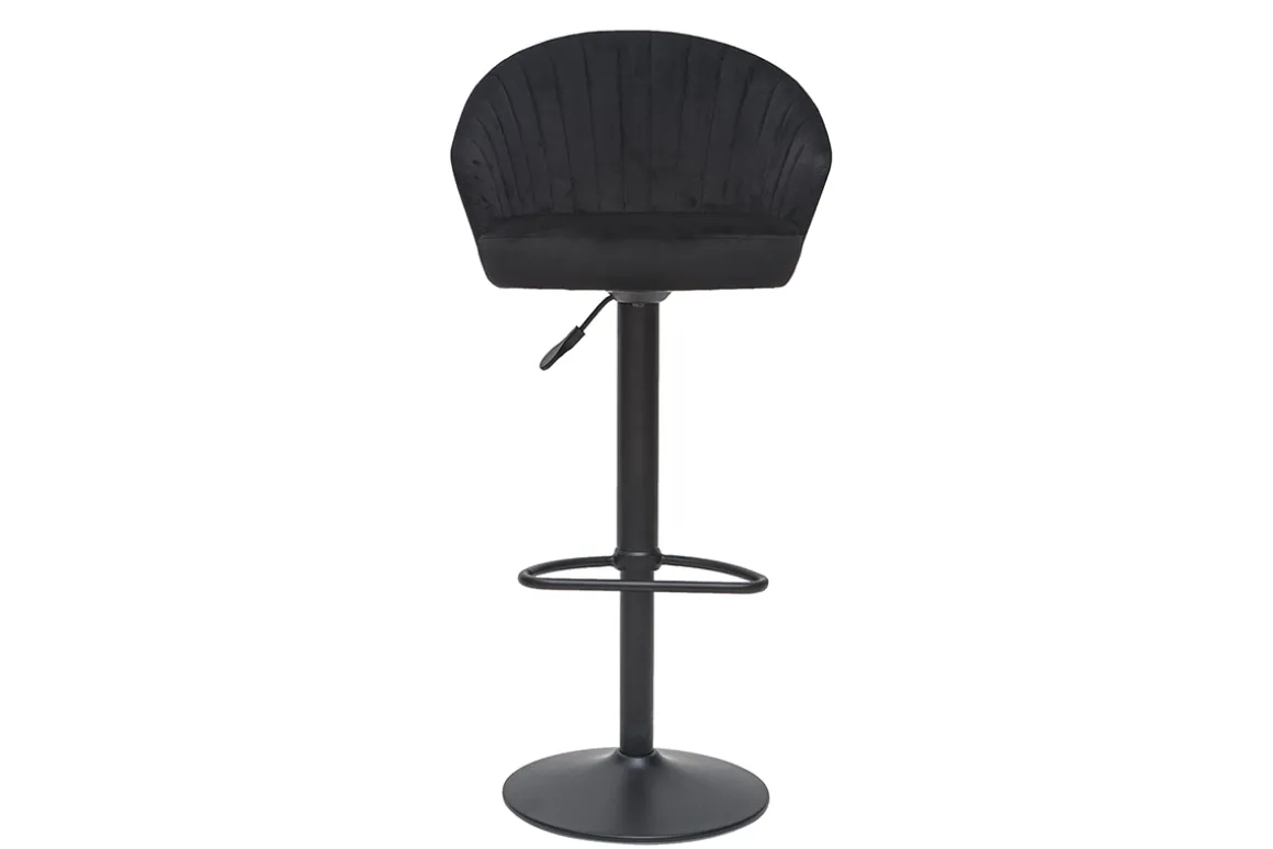 Miliboo Tabouret De Bar-Tabouret de bar design réglable et pivotant en velours noir IZAAC