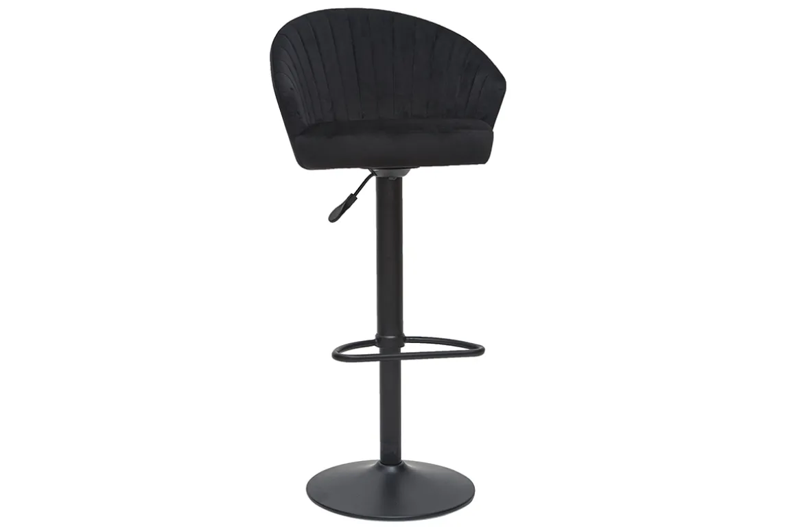 Miliboo Tabouret De Bar-Tabouret de bar design réglable et pivotant en velours noir IZAAC
