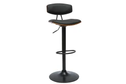 Miliboo Tabouret De Bar-Tabouret de bar design réglable noir et bois foncé VASCO