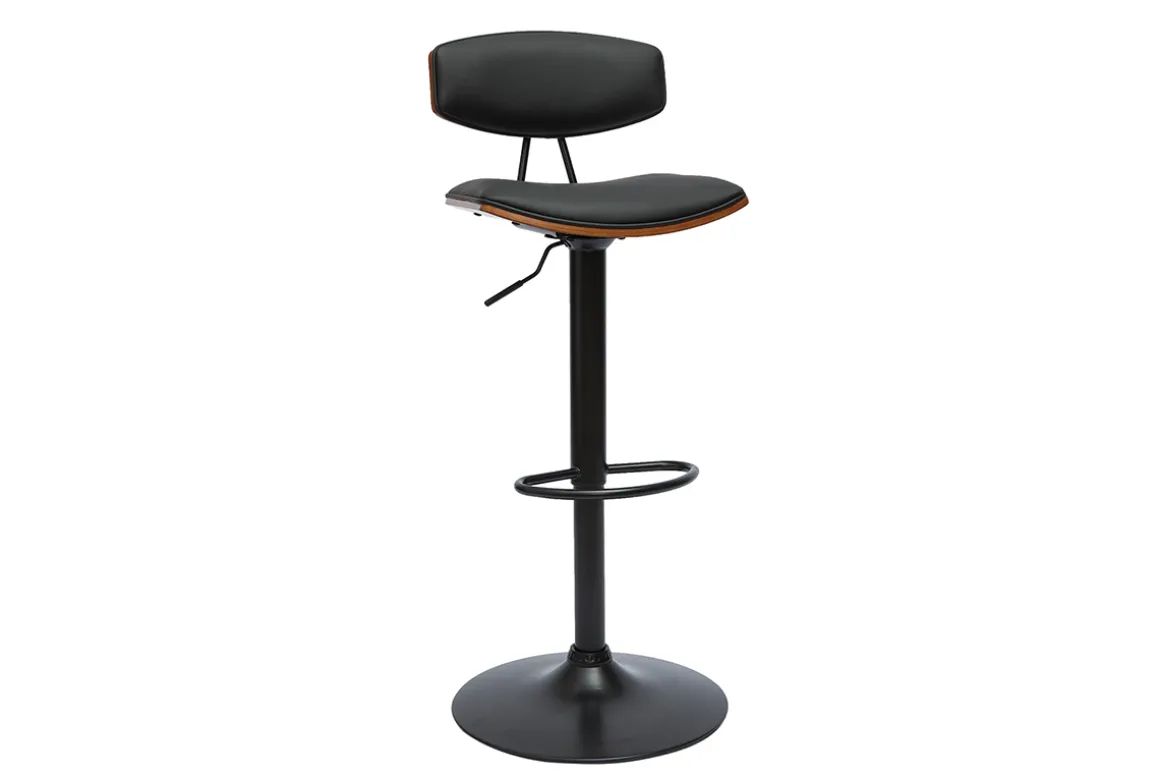 Miliboo Tabouret De Bar-Tabouret de bar design réglable noir et bois foncé VASCO