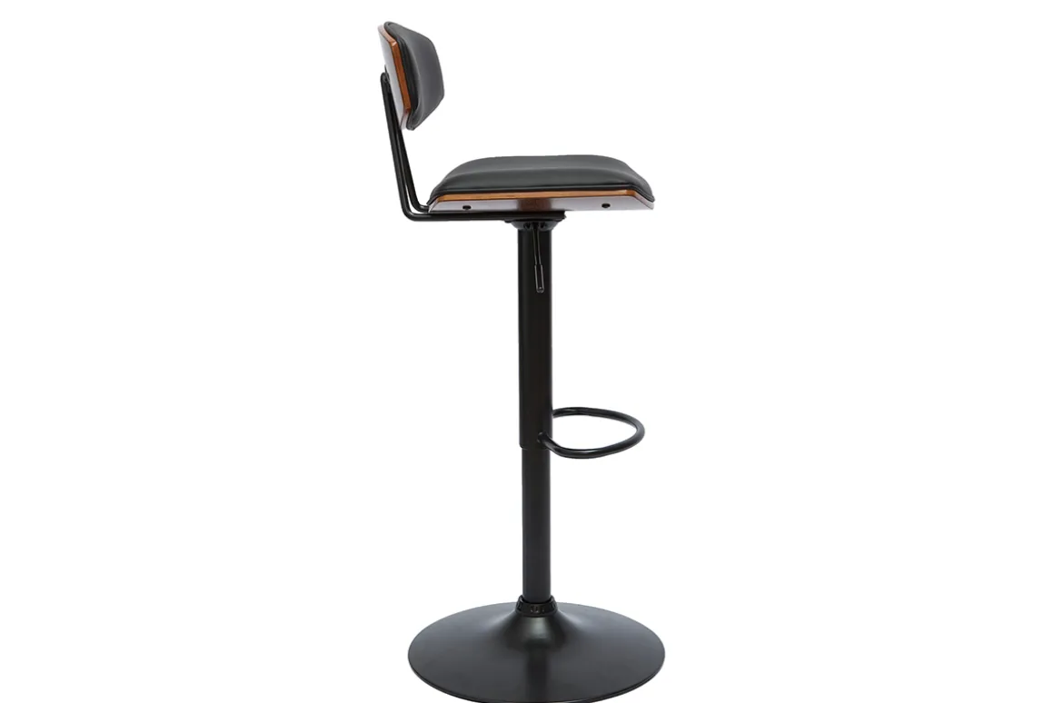 Miliboo Tabouret De Bar-Tabouret de bar design réglable noir et bois foncé VASCO
