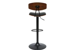 Miliboo Tabouret De Bar-Tabouret de bar design réglable noir et bois foncé VASCO