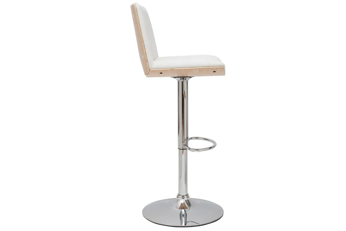Miliboo Tabouret De Bar-Tabouret de bar design réglable blanc et bois clair PANACH