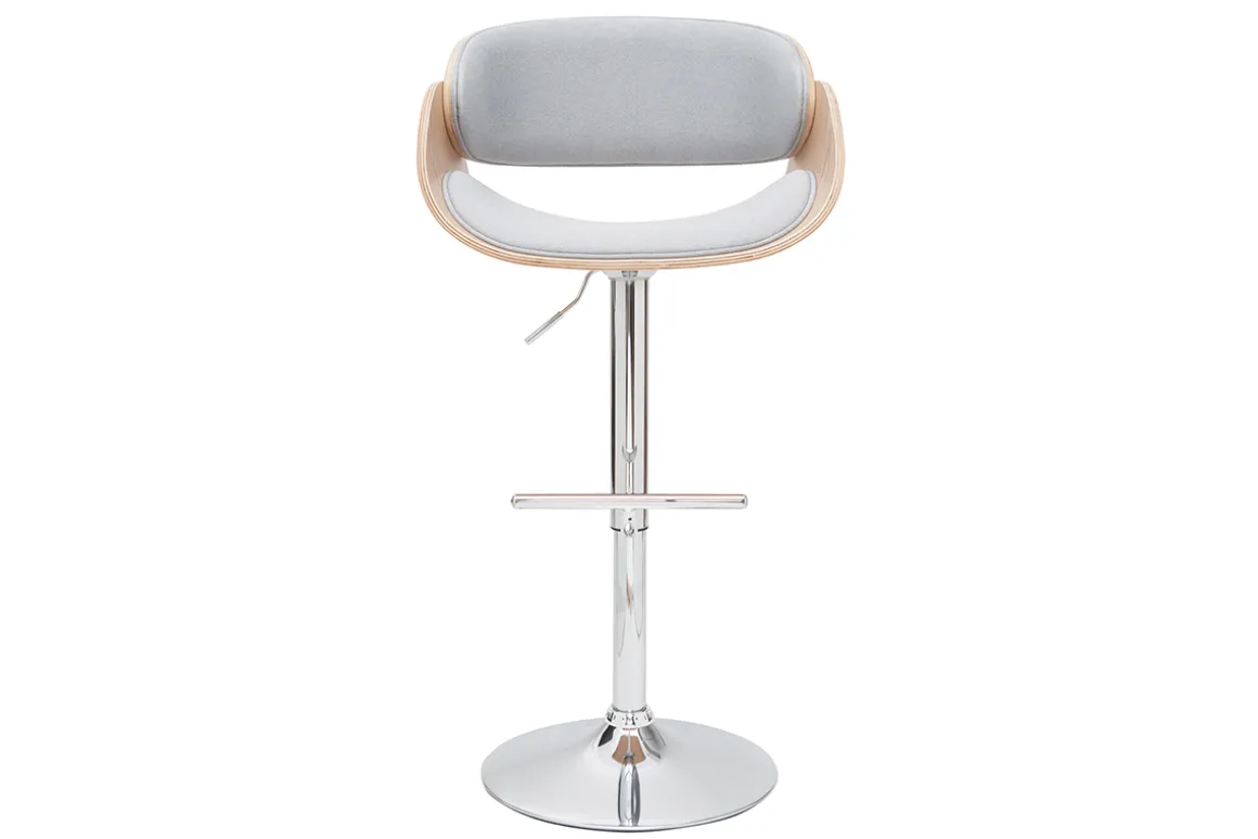 Miliboo Tabouret De Bar-Tabouret de bar design réglable en tissu gris clair et bois clair BENT
