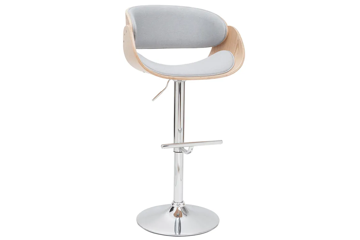 Miliboo Tabouret De Bar-Tabouret de bar design réglable en tissu gris clair et bois clair BENT
