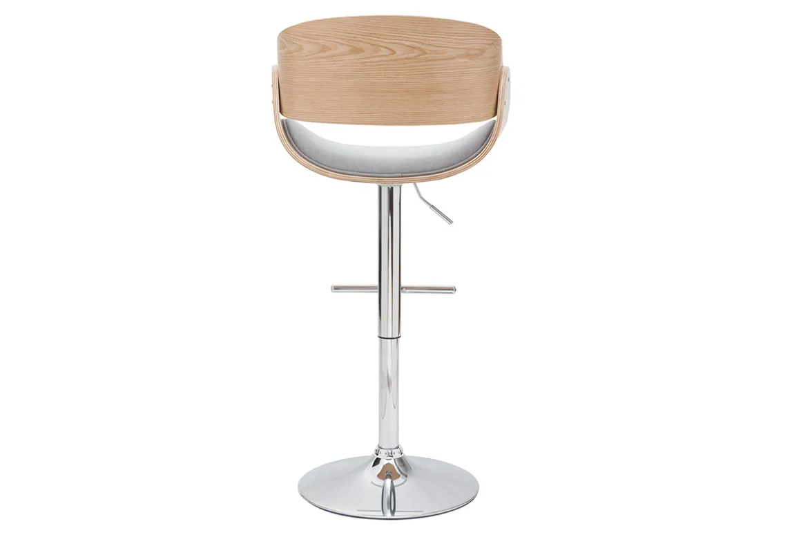 Miliboo Tabouret De Bar-Tabouret de bar design réglable en tissu gris clair et bois clair BENT