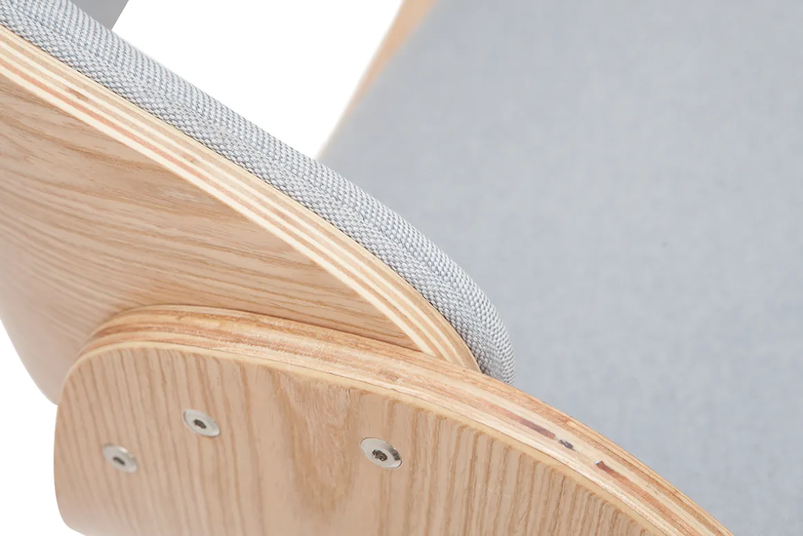 Miliboo Tabouret De Bar-Tabouret de bar design réglable en tissu gris clair et bois clair BENT