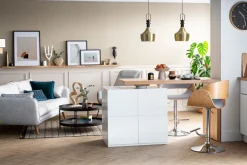 Miliboo Tabouret De Bar-Tabouret de bar design réglable en tissu gris clair et bois clair BENT