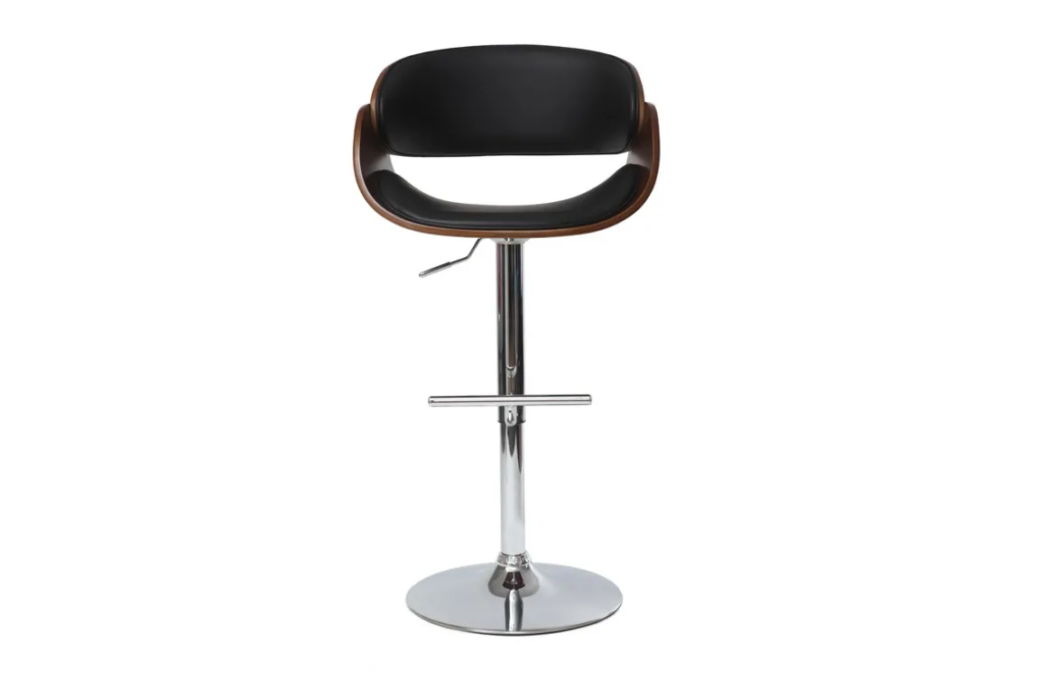Miliboo Tabouret De Bar-Tabouret de bar design réglable noir et bois foncé BENT