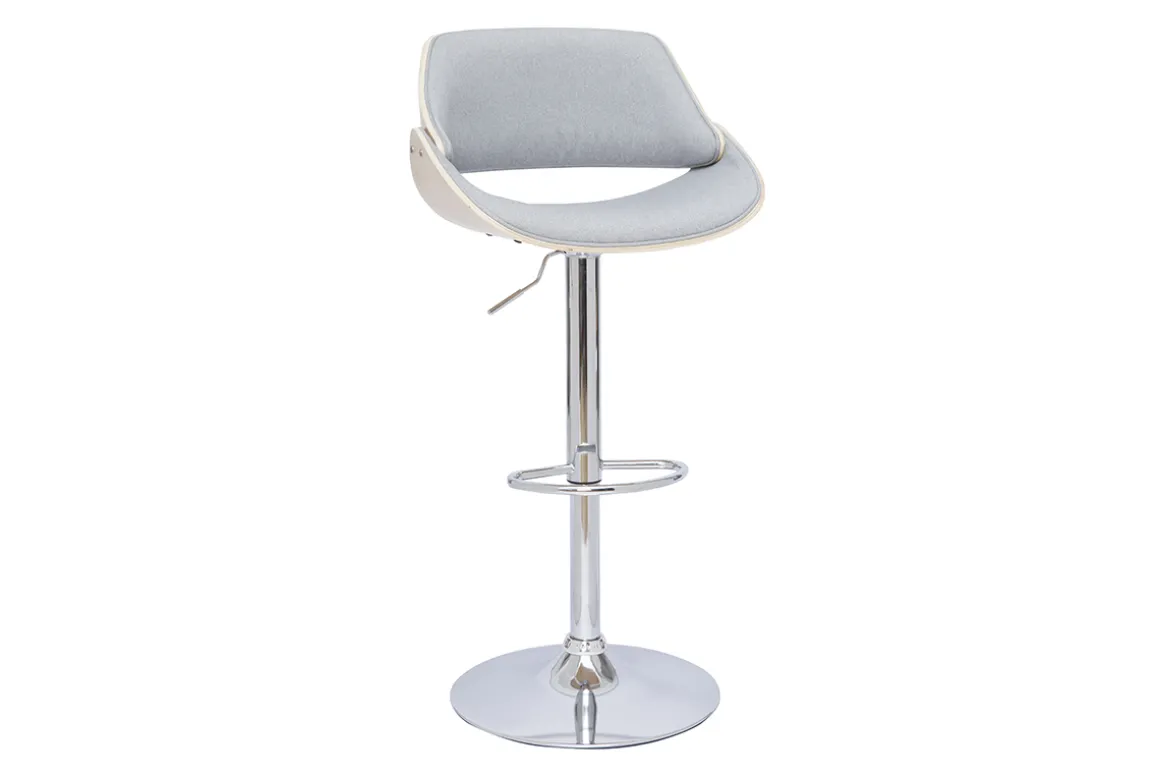 Miliboo Tabouret De Bar-Tabouret de bar design réglable pivotant 360° en tissu gris et bois clair CLASH