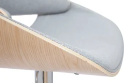 Miliboo Tabouret De Bar-Tabouret de bar design réglable pivotant 360° en tissu gris et bois clair CLASH