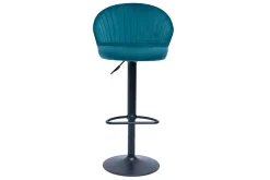 Miliboo Tabouret De Bar-Tabouret de bar design réglable et pivotant en tissu velours gaufré bleu canard IZAAC