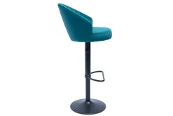 Miliboo Tabouret De Bar-Tabouret de bar design réglable et pivotant en tissu velours gaufré bleu canard IZAAC