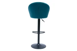 Miliboo Tabouret De Bar-Tabouret de bar design réglable et pivotant en tissu velours gaufré bleu canard IZAAC