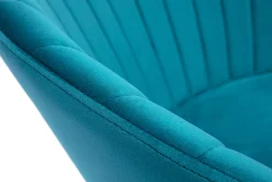 Miliboo Tabouret De Bar-Tabouret de bar design réglable et pivotant en tissu velours gaufré bleu canard IZAAC