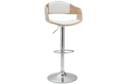 Miliboo Tabouret De Bar-Tabouret de bar design réglable blanc et bois clair EUSTACHE