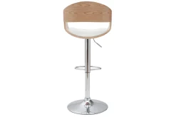 Miliboo Tabouret De Bar-Tabouret de bar design réglable blanc et bois clair EUSTACHE