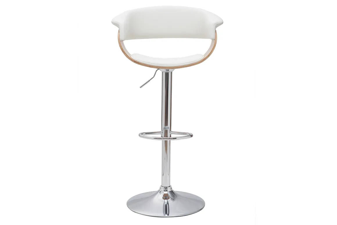 Miliboo Tabouret De Bar-Tabouret de bar design réglable blanc et bois clair OKTAV