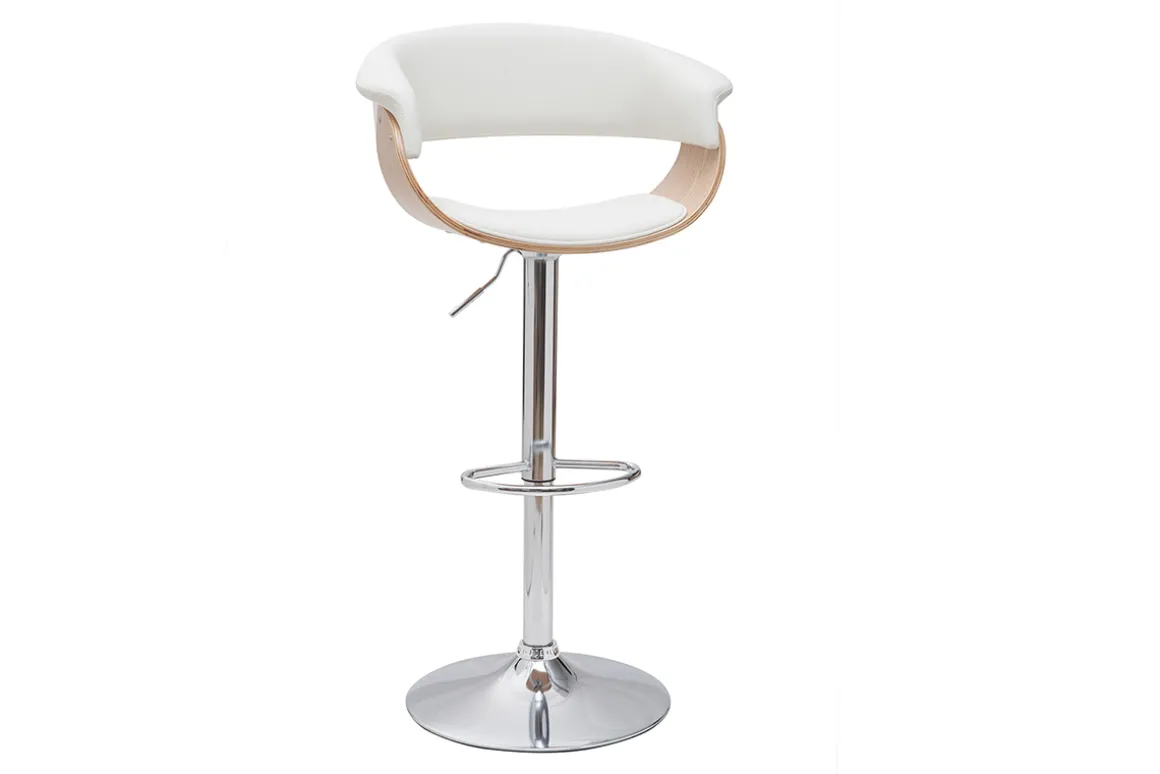 Miliboo Tabouret De Bar-Tabouret de bar design réglable blanc et bois clair OKTAV