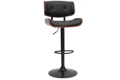 Miliboo Tabouret De Bar-Tabouret de bar design réglable pivotant 360° noir et bois foncé BASILE