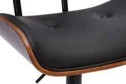 Miliboo Tabouret De Bar-Tabouret de bar design réglable pivotant 360° noir et bois foncé BASILE