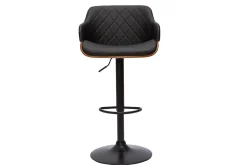 Miliboo Tabouret De Bar-Tabouret de bar design réglable pivotant 360° noir et bois foncé LUCIEN