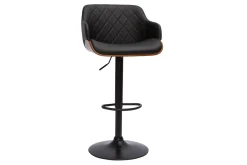 Miliboo Tabouret De Bar-Tabouret de bar design réglable pivotant 360° noir et bois foncé LUCIEN