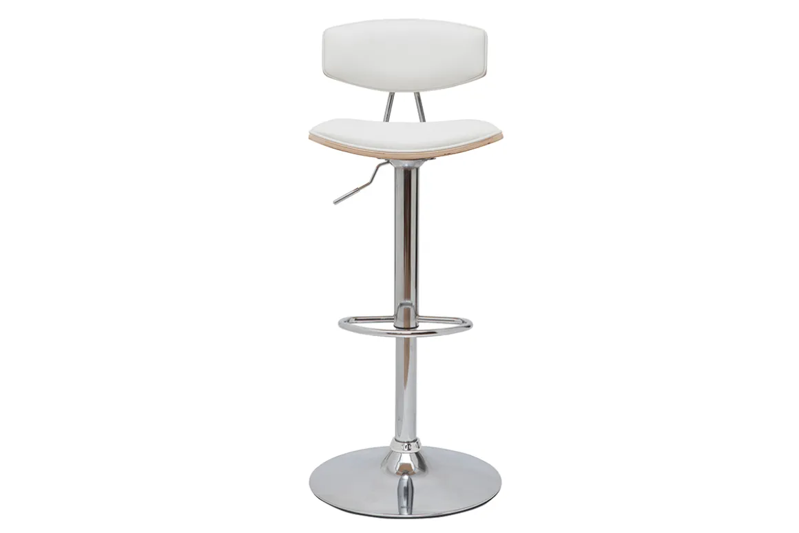 Miliboo Tabouret De Bar-Tabouret de bar design réglable blanc et bois clair VASCO