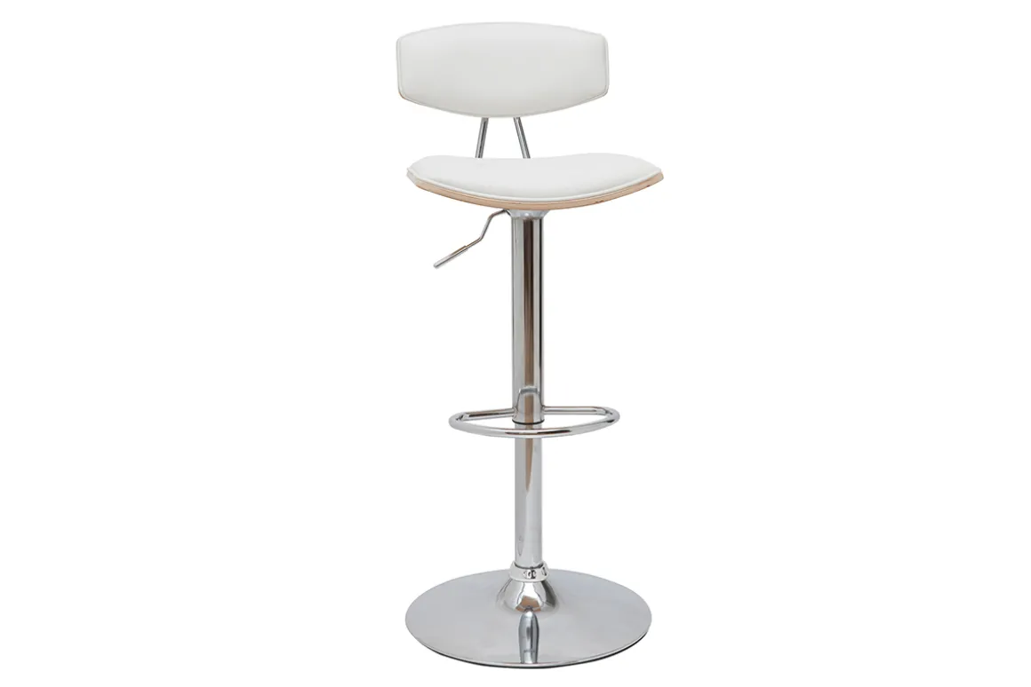 Miliboo Tabouret De Bar-Tabouret de bar design réglable blanc et bois clair VASCO