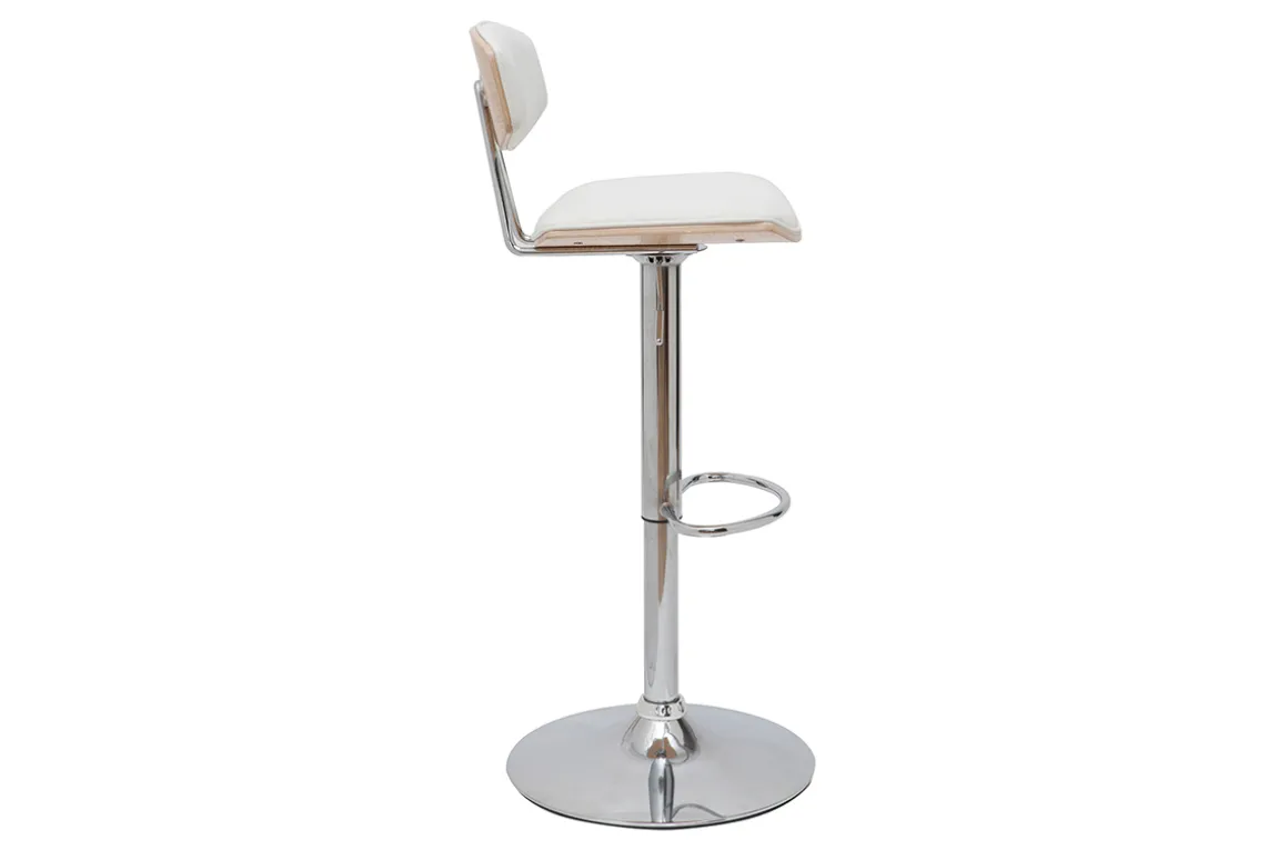 Miliboo Tabouret De Bar-Tabouret de bar design réglable blanc et bois clair VASCO