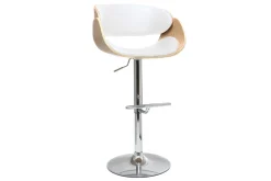 Miliboo Tabouret De Bar-Tabouret de bar design réglable blanc et bois clair BENT