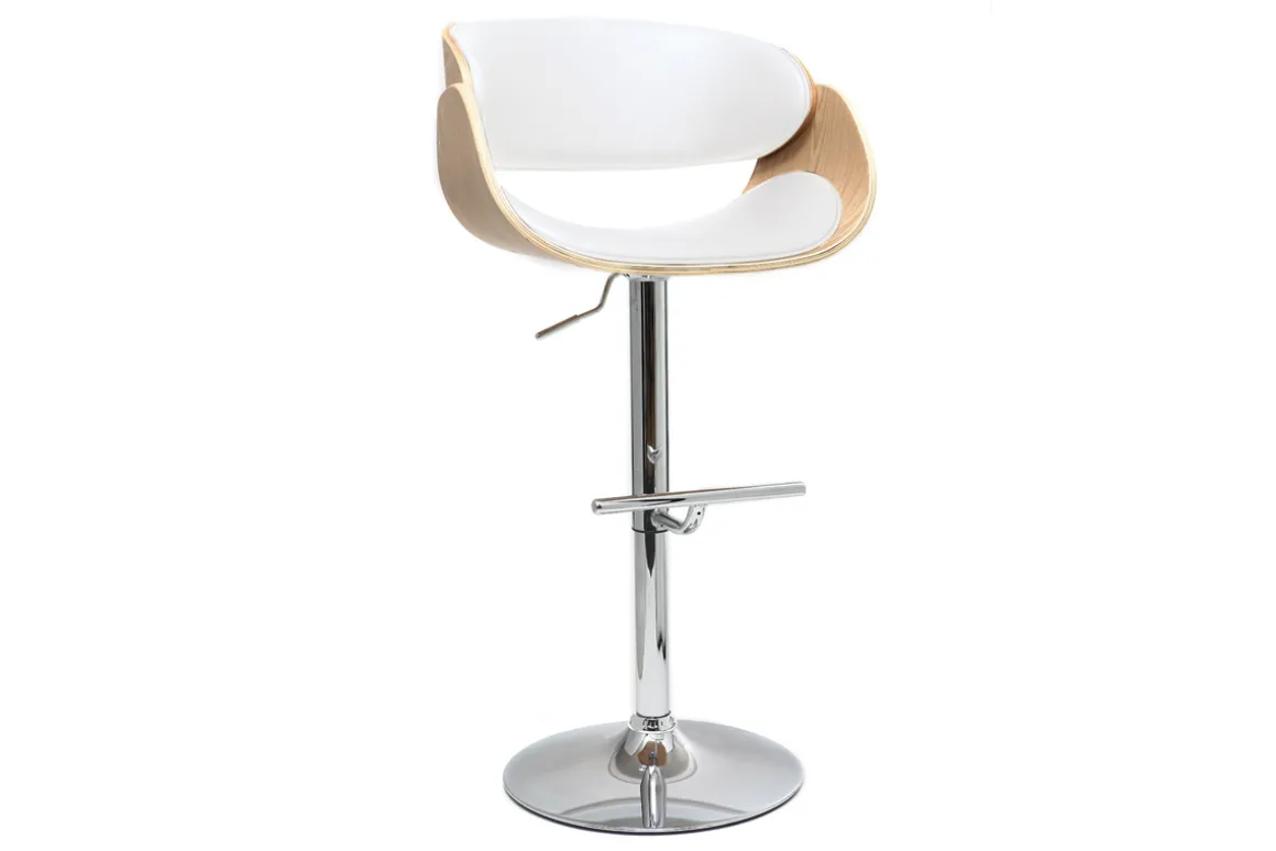 Miliboo Tabouret De Bar-Tabouret de bar design réglable blanc et bois clair BENT