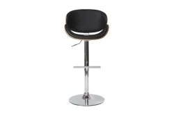 Miliboo Tabouret De Bar-Tabouret de bar design réglable noir, bois foncé et métal chromé WALNUT
