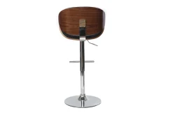 Miliboo Tabouret De Bar-Tabouret de bar design réglable noir, bois foncé et métal chromé WALNUT