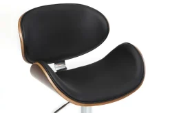 Miliboo Tabouret De Bar-Tabouret de bar design réglable noir, bois foncé et métal chromé WALNUT