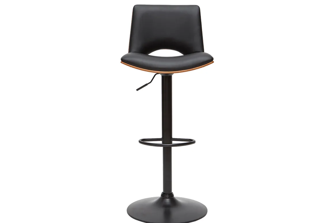Miliboo Tabouret De Bar-Tabouret de bar design réglable noir et bois foncé PANACH