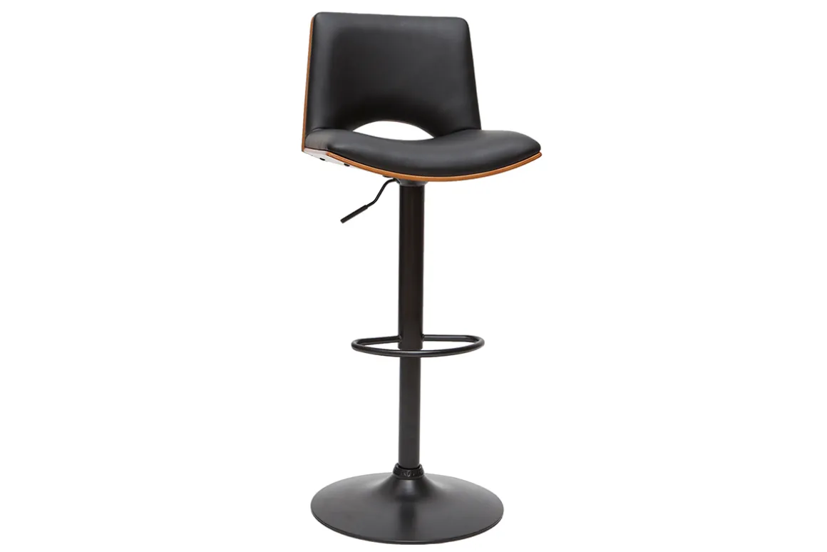 Miliboo Tabouret De Bar-Tabouret de bar design réglable noir et bois foncé PANACH