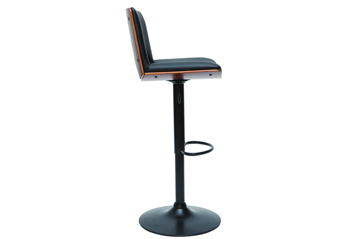 Miliboo Tabouret De Bar-Tabouret de bar design réglable noir et bois foncé PANACH