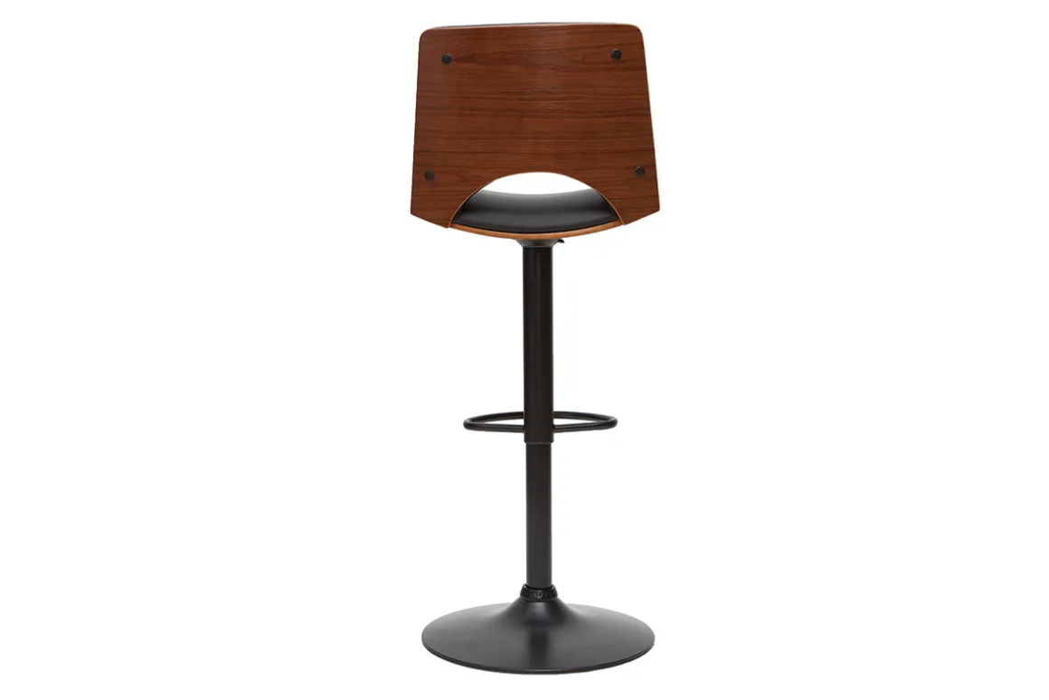 Miliboo Tabouret De Bar-Tabouret de bar design réglable noir et bois foncé PANACH