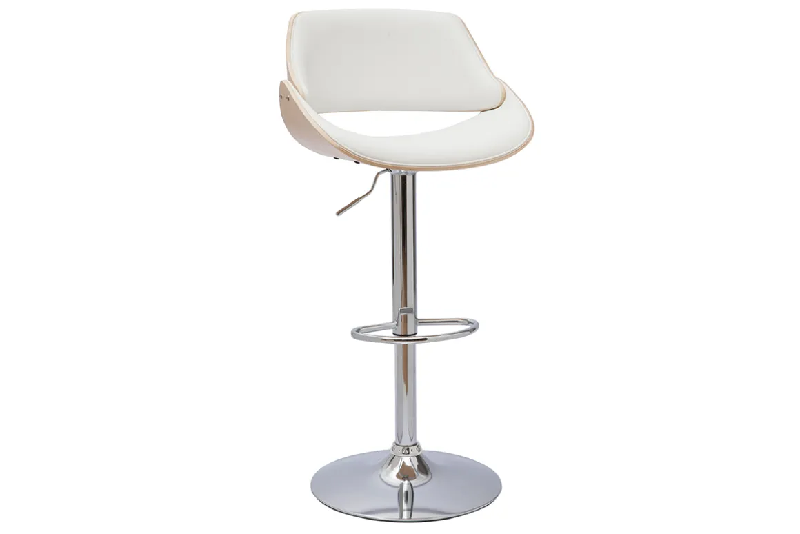 Miliboo Tabouret De Bar-Tabouret de bar design réglable pivotant 360° blanc et bois clair CLASH