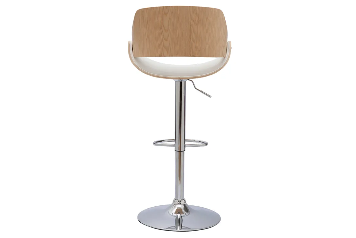 Miliboo Tabouret De Bar-Tabouret de bar design réglable pivotant 360° blanc et bois clair CLASH