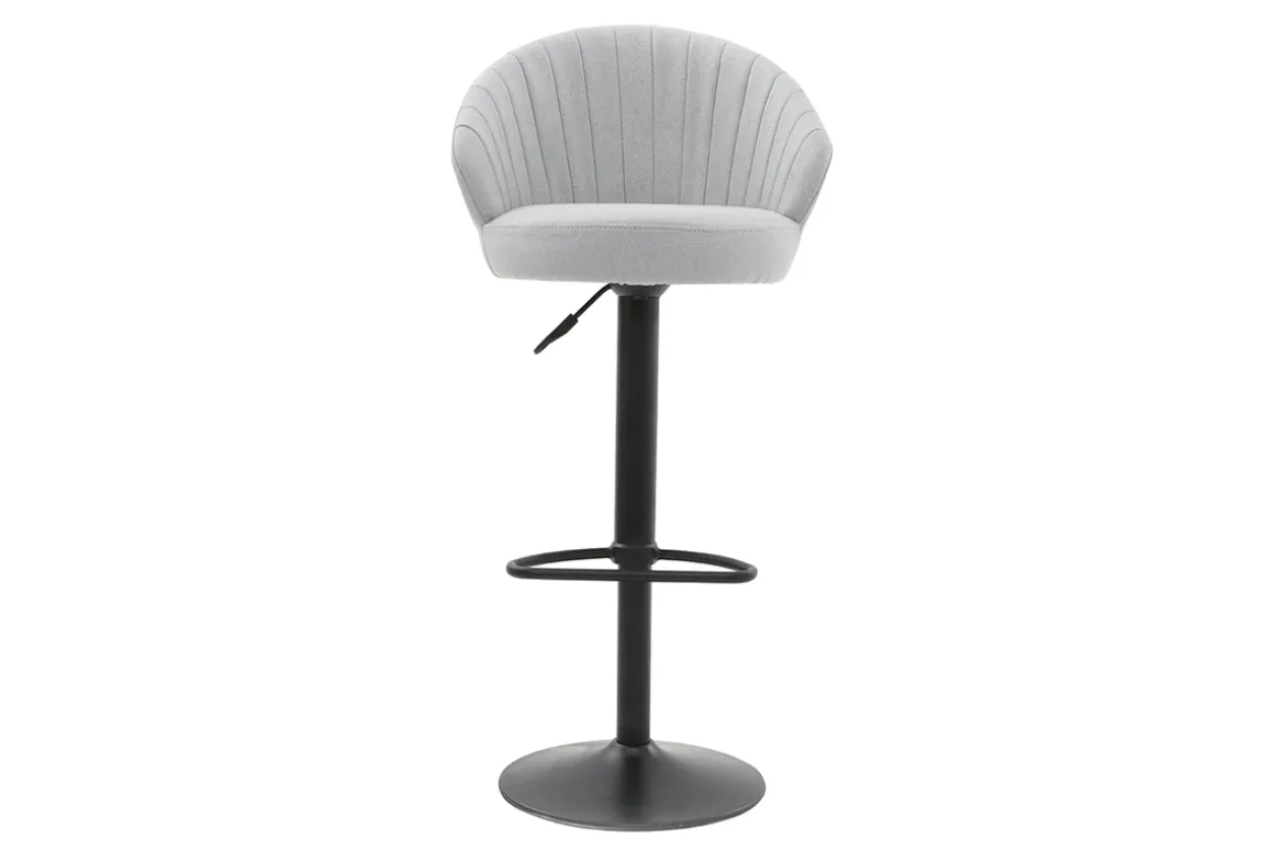 Miliboo Tabouret De Bar-Tabouret de bar design réglable et pivotant en tissu gris IZAAC