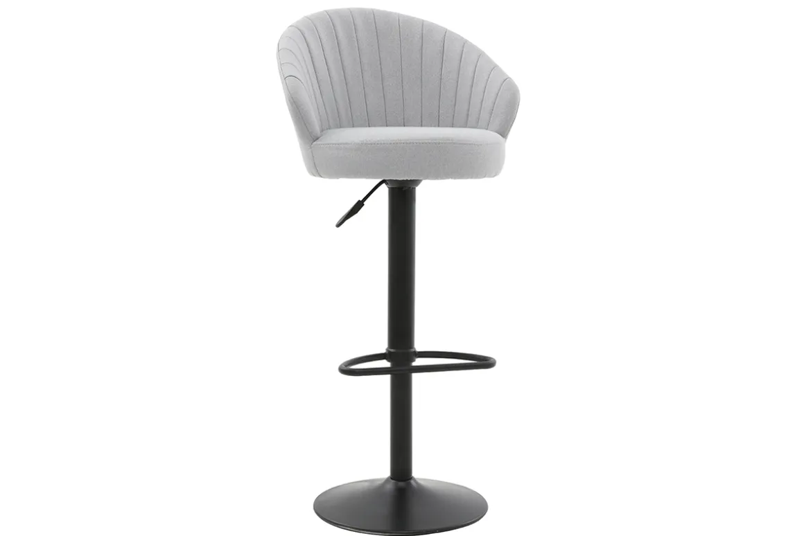 Miliboo Tabouret De Bar-Tabouret de bar design réglable et pivotant en tissu gris IZAAC