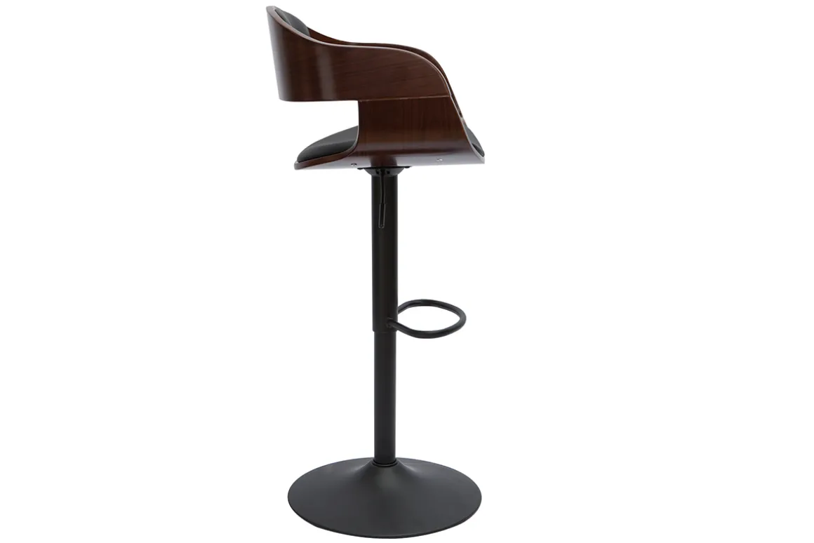 Miliboo Tabouret De Bar-Tabouret de bar design réglable noir et bois foncé EUSTACHE