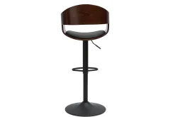 Miliboo Tabouret De Bar-Tabouret de bar design réglable noir et bois foncé EUSTACHE