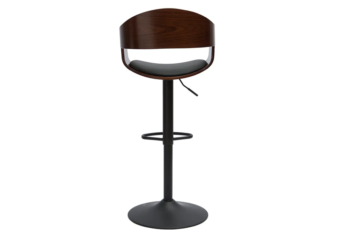 Miliboo Tabouret De Bar-Tabouret de bar design réglable noir et bois foncé EUSTACHE